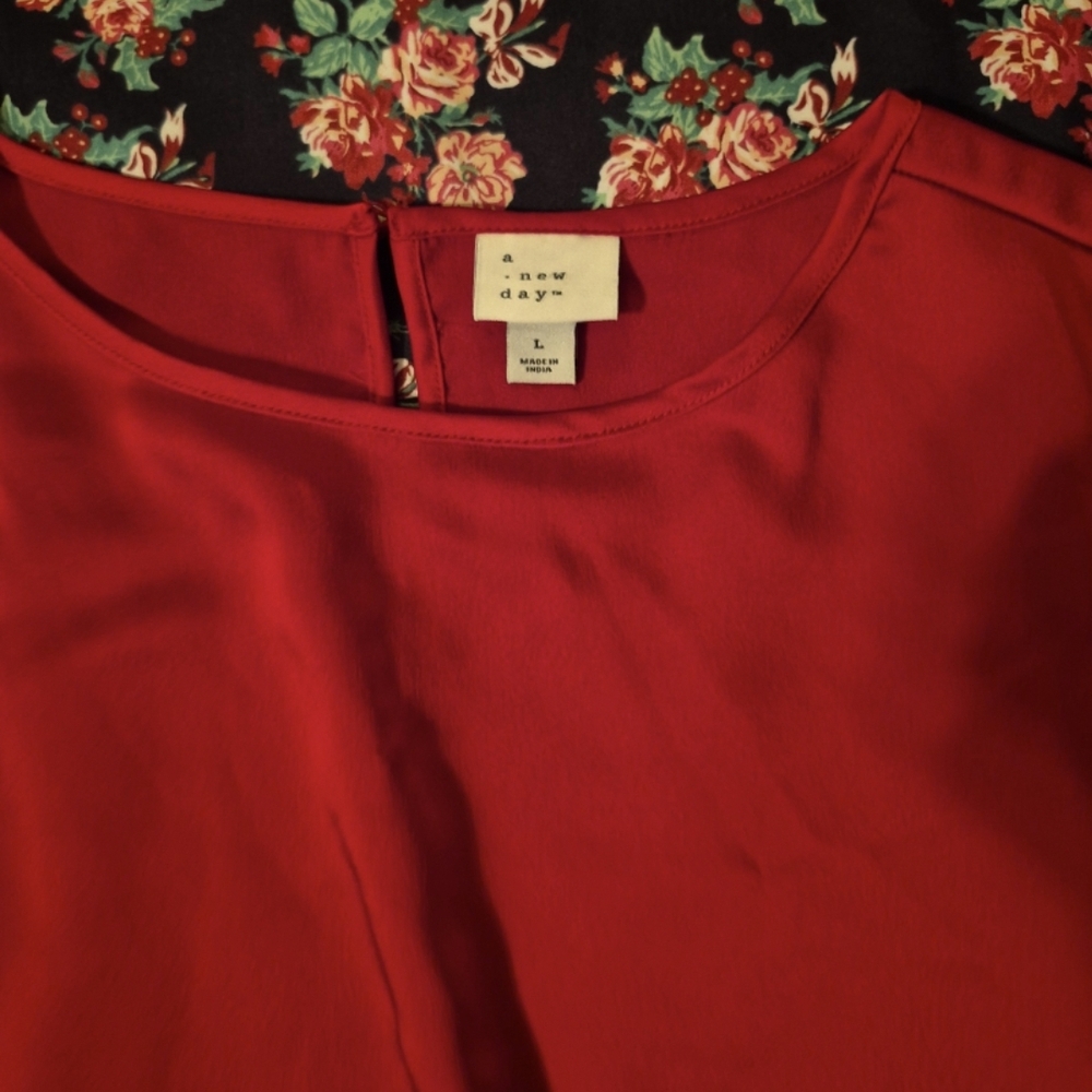 A New Day Red Skirt/Blouse Set Size L - Picture 6 of 10